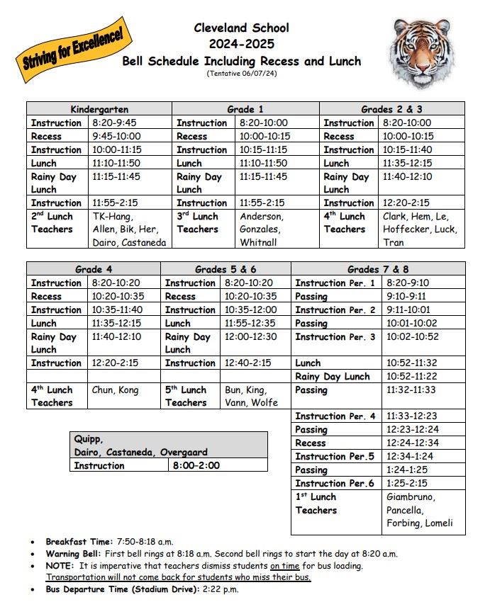 Bell Schedule